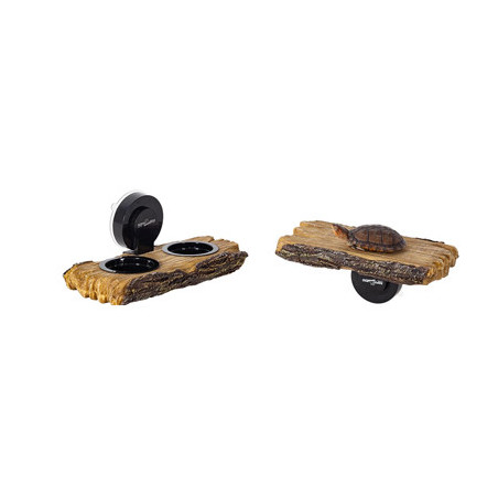 MANGEOIRE DOUBLE 2 en 1 ou RAMPE TORTUES AVEC VENTOUSES 20x9.5x3cm