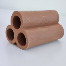 Abris Crevettes 3 Cylindres – Terre Cuite Naturelle 10 cm