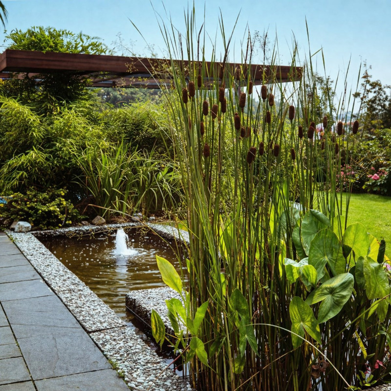 Typha laxmannii – Petite massette – Plante de bassin compacte