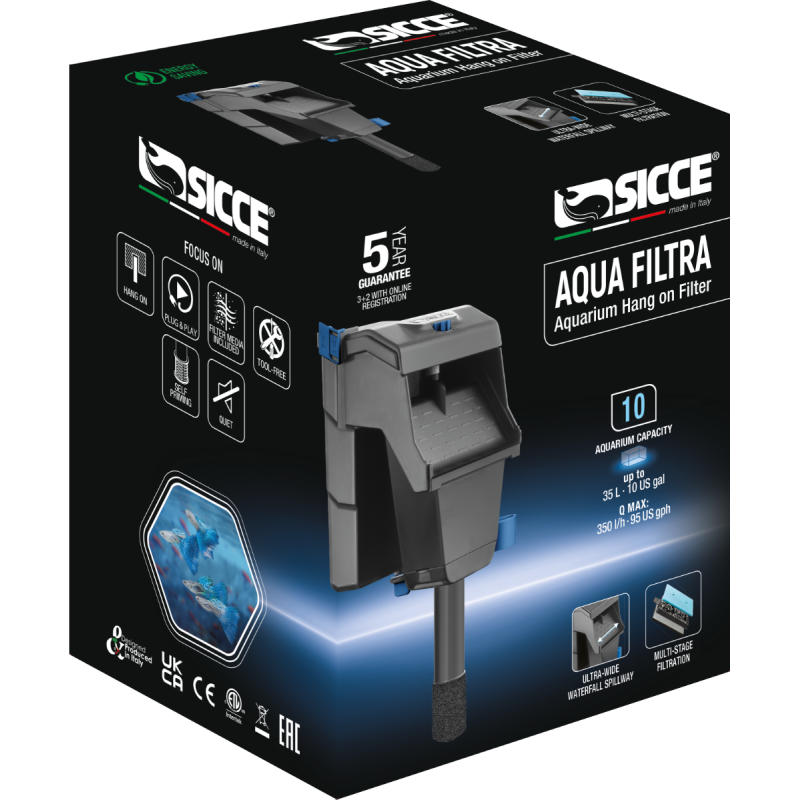 FILTRE AQUA FILTRA 10 – Filtre cascade 350 l/h – SICCE