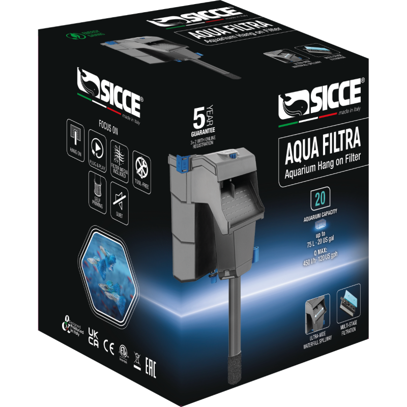 AQUA FILTRA 20 – Filtre cascade 450 l/h – SICCE