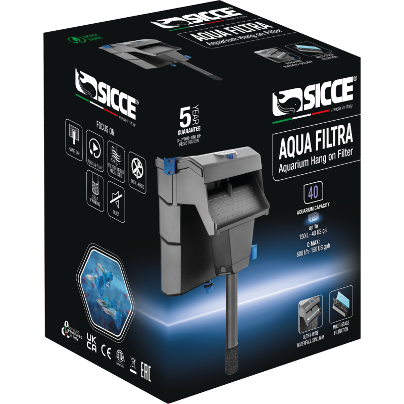 FILTRE AQUA FILTRA 40 – Filtre cascade 600 l/h – SICCE