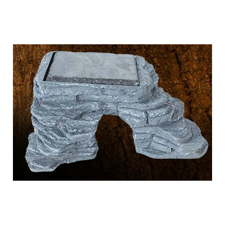 CORNER HIDE CAVE WITH HEAT STORAGE SLATE 25.4x15.24x11cm REPTIZOO